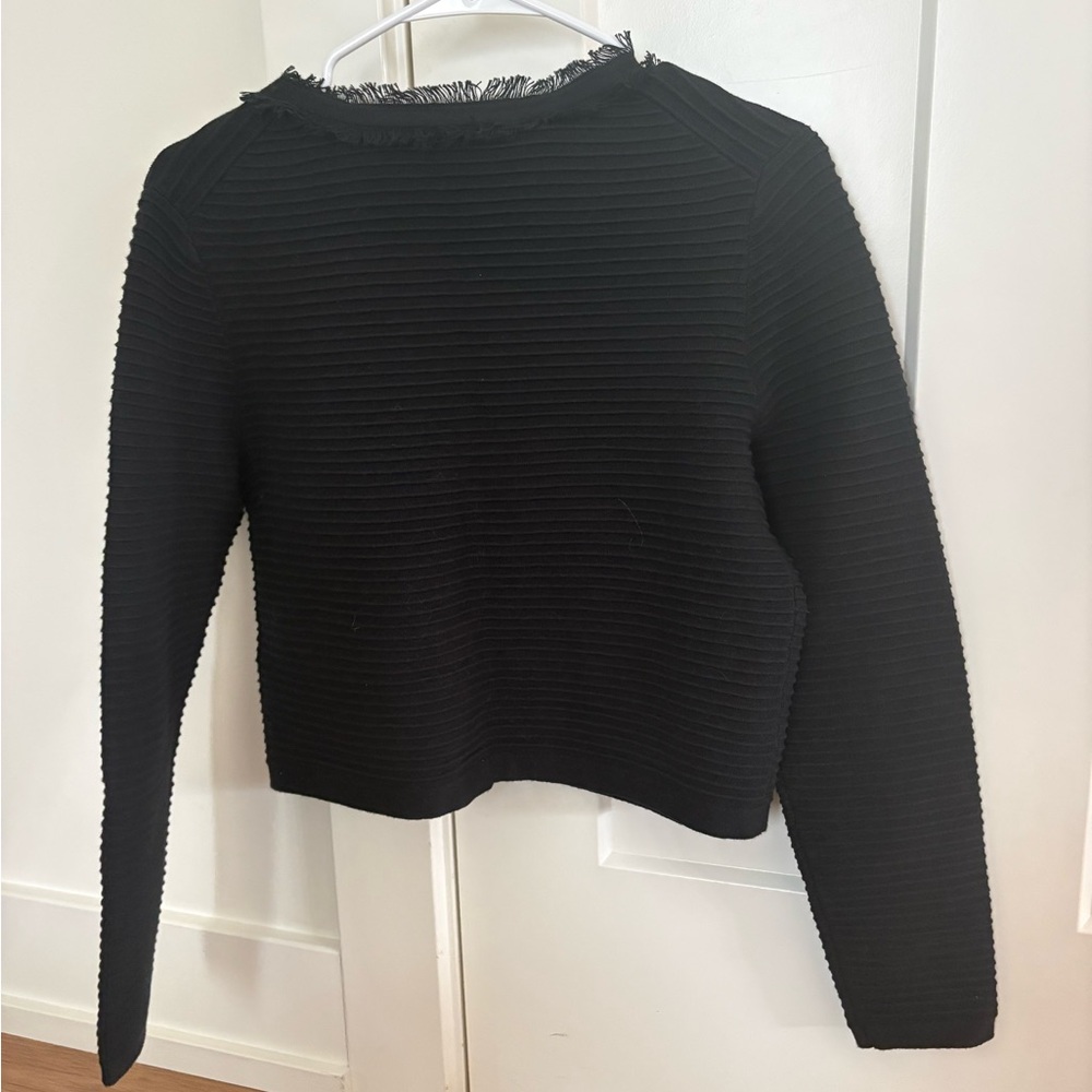 J. Crew Ribbed Black Lady Jacket Cardigan with Gold Buttons - Picture 3 of 3